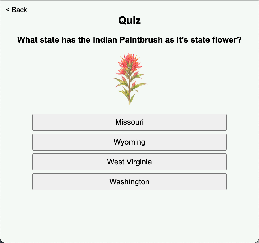 Quizler. Learn U.S. States Flowers.